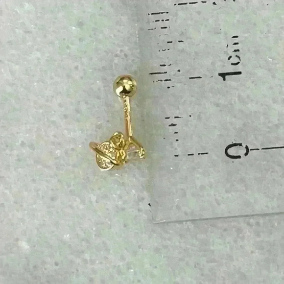 Gold Crystal Saturn Dangle Cartilage Earring - Picture 5 of 5